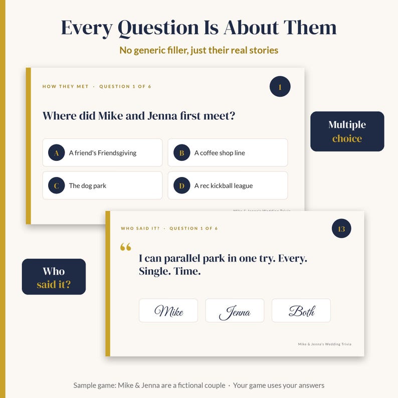 Custom Wedding Trivia Game, Personalized Couples Trivia, Bridal Shower Game, Birthday Retirement Party Game, RUSH 3-Hour Delivery, Party afbeelding 5