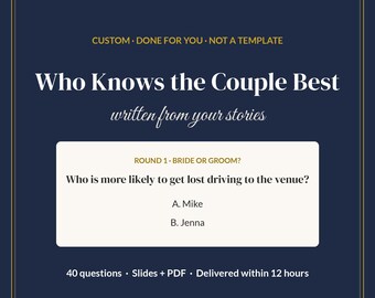 Who Knows the Couple Best Game, Custom Rehearsal Dinner Trivia, Personalized Couples Trivia, How Well Do You Know the Couple, Slides