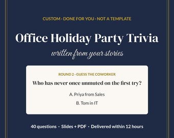 Custom Office Holiday Party Trivia Game, Team Trivia for Work Christmas Party, In Person or Zoom, Personalized, Slides + PDF