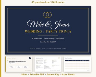 Custom Wedding Trivia Game, Personalized Couples Trivia, Bridal Shower Game, Birthday Retirement Reunion Party Game, Slides + PDF, Party