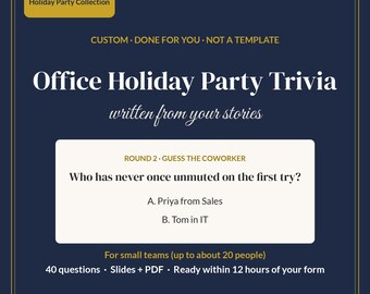 Custom Office Holiday Party Trivia Game, Team Trivia for Work Christmas Party, In Person or Zoom, Personalized, Slides + PDF