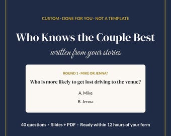 Who Knows the Couple Best Game, Custom Rehearsal Dinner Trivia, Personalized Couples Trivia, How Well Do You Know the Couple, Slides