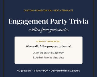 Engagement Party Game, Custom Engagement Party Trivia About the Couple, 40 Questions, Personalized Couples Trivia, Slides + PDF