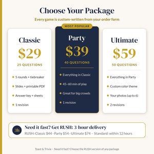 Custom Wedding Trivia Game, Personalized Couples Trivia, Bridal Shower Game, Birthday Retirement Reunion Party Game, Slides + PDF, Classic imagen 3