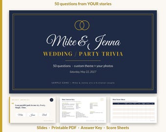 Custom Wedding Trivia Game, Personalized Couples Trivia, Bridal Shower Game, Birthday Retirement Reunion Party Game, Slides + PDF, Ultimate