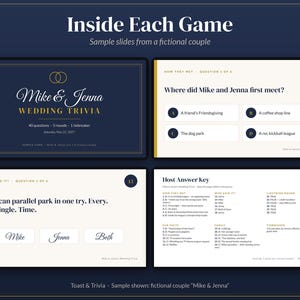 Pacchetto quiz per matrimoni: addio al nubilato + cena di prova + ricevimento, 3 giochi quiz personalizzati per le coppie, diapositive per quiz personalizzate per la festa + PDF immagine 4