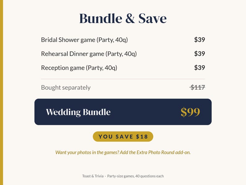 Pacchetto quiz per matrimoni: addio al nubilato + cena di prova + ricevimento, 3 giochi quiz personalizzati per le coppie, diapositive per quiz personalizzate per la festa + PDF immagine 5