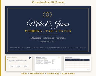 Custom Wedding Trivia Game, Personalized Couples Trivia, Bridal Shower Game, Birthday Retirement Reunion Party Game, Slides + PDF, Ultimate