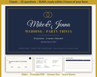 Custom Wedding Trivia Game, Personalized Couples Trivia, Bridal Shower Game, Birthday Retirement Party Game, RUSH 3-Hour Delivery, Classic