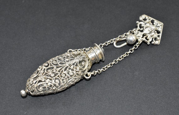 Antique Victorian Silver Coloured Filigree floral… - image 1