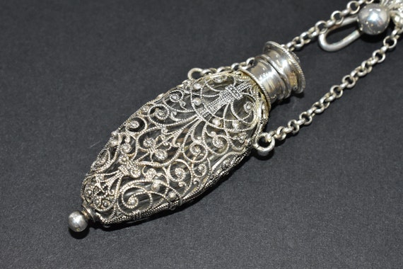 Antique Victorian Silver Coloured Filigree floral… - image 5