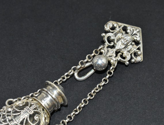 Antique Victorian Silver Coloured Filigree floral… - image 3