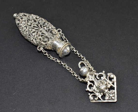 Antique Victorian Silver Coloured Filigree floral… - image 2