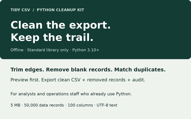 CSV Cleanup Python Script: Offline Deduplication Tool, Audit Reports & Reusable Settings image 3