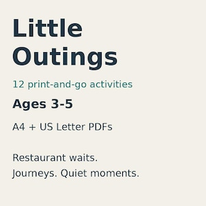 Preschool Restaurant & Travel Activity Pack: 12 Printable Activities, Ages 3–5, A4/Letter PDFs