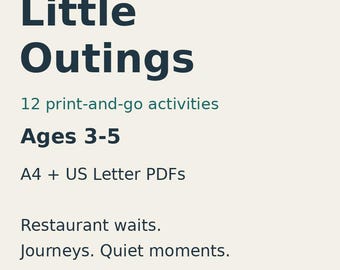 Preschool Restaurant & Travel Activity Pack: 12 Printable Activities, Ages 3–5, A4/Letter PDFs