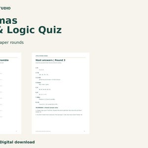 Christmas Word and Logic Quiz: 24 Printable Questions with Answers and Scoreboard