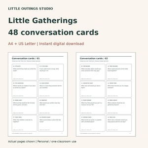 Family Conversation Cards: 48 Printable Conversation Starters for Dinner, Ages 6+, A4 & Letter PDFs