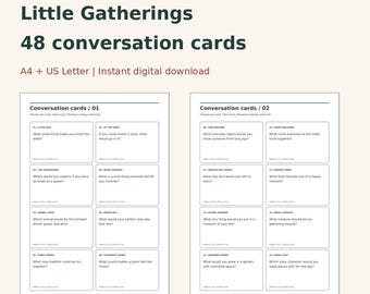 Family Conversation Cards: 48 Printable Conversation Starters for Dinner, Ages 6+, A4 & Letter PDFs