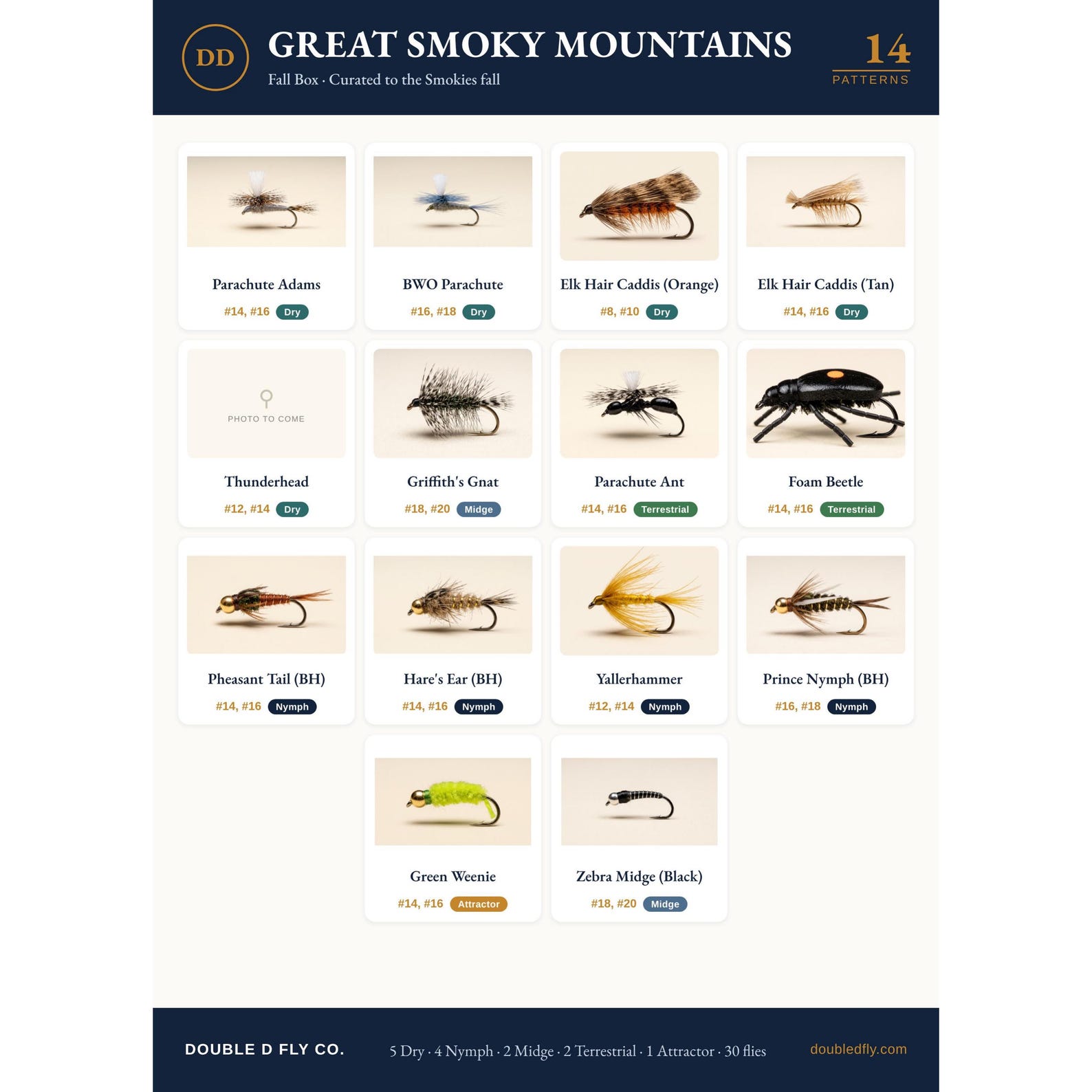 Great Smoky Mountains Fall Fly Box — 30 Hand-tied Flies + Digital Guide ...