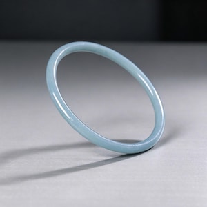 Natural A-Grade Jadeite Jade Bangle | Light Blue-Green Translucent Round Circle Bangle