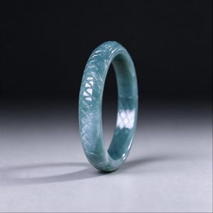 Natural A-Grade Jadeite Bangle | Carved Dragon & Phoenix Pattern