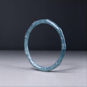 Natural Ice Jadeite Bamboo Bangle | Symbol of Growth, Resilience & Good Fortune