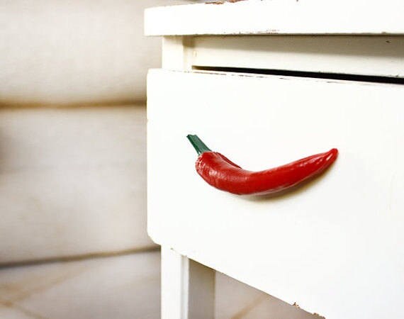 Chili Pepper Decor Kitchen Knobs Red Knobs Cupboard Pulls Etsy