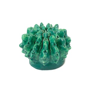 Pu&ograve; includere: Una scultura di cactus in ceramica verde con forma arrotondata e superficie testurizzata.