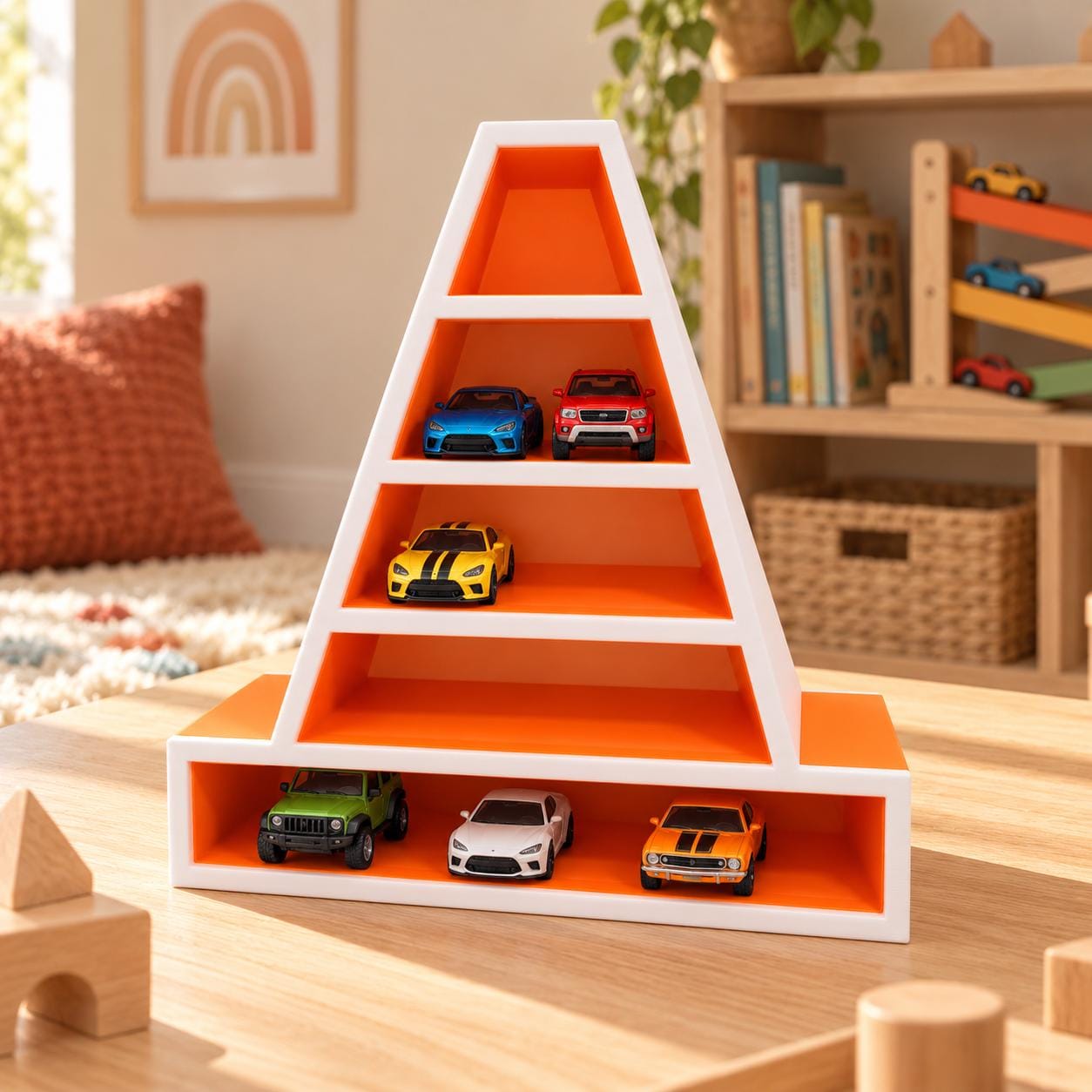 Traffic Cone Toy Car Display Stand