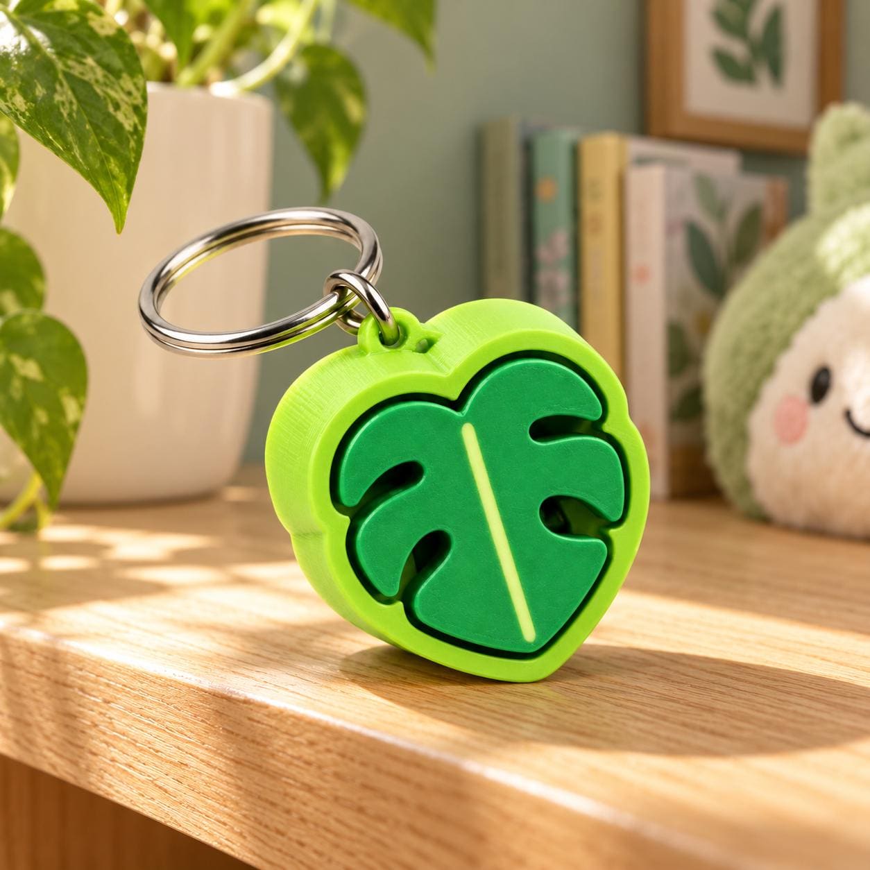 Monstera Leaf Fidget Clicker Keyring