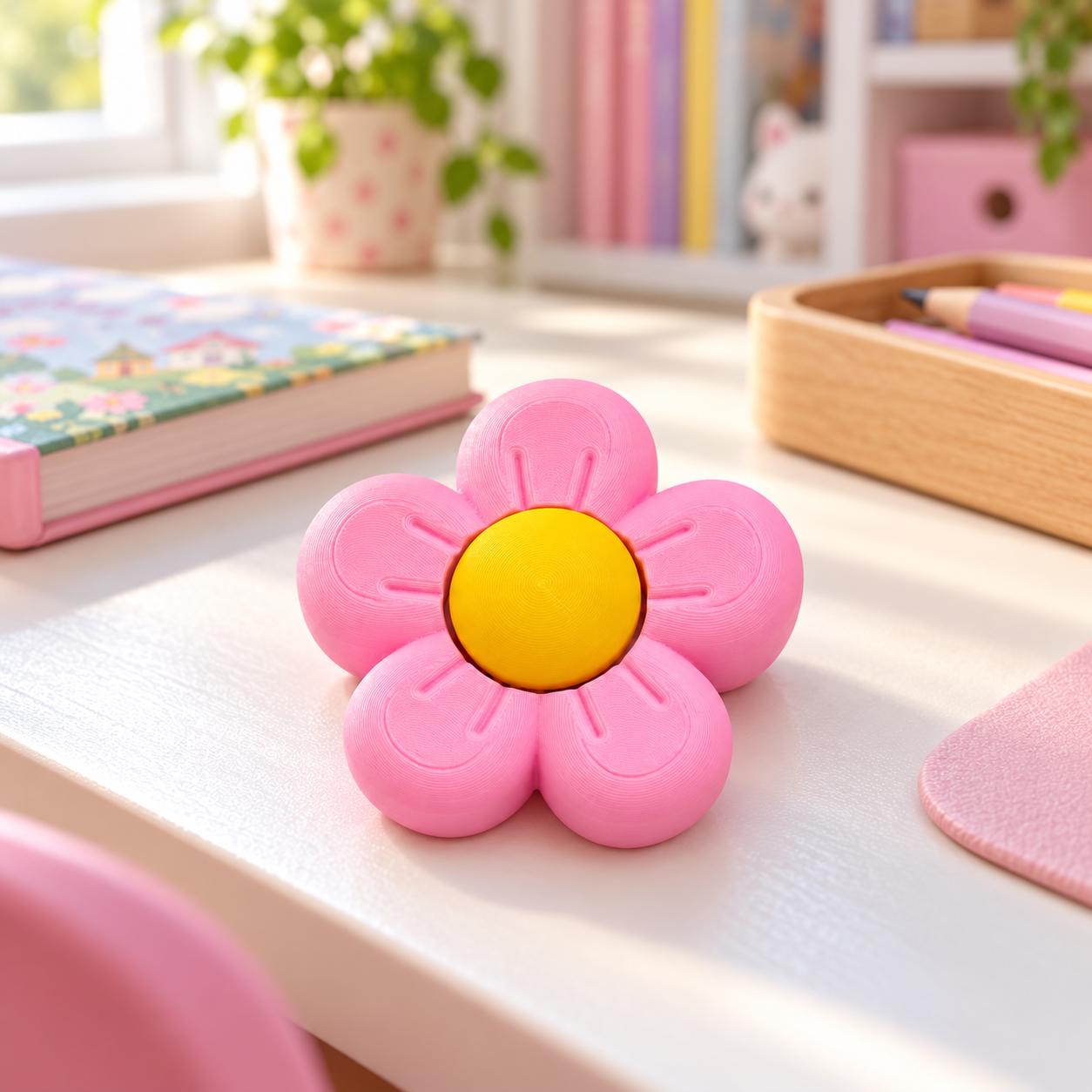 Pink Daisy Flower Fidget Clicker