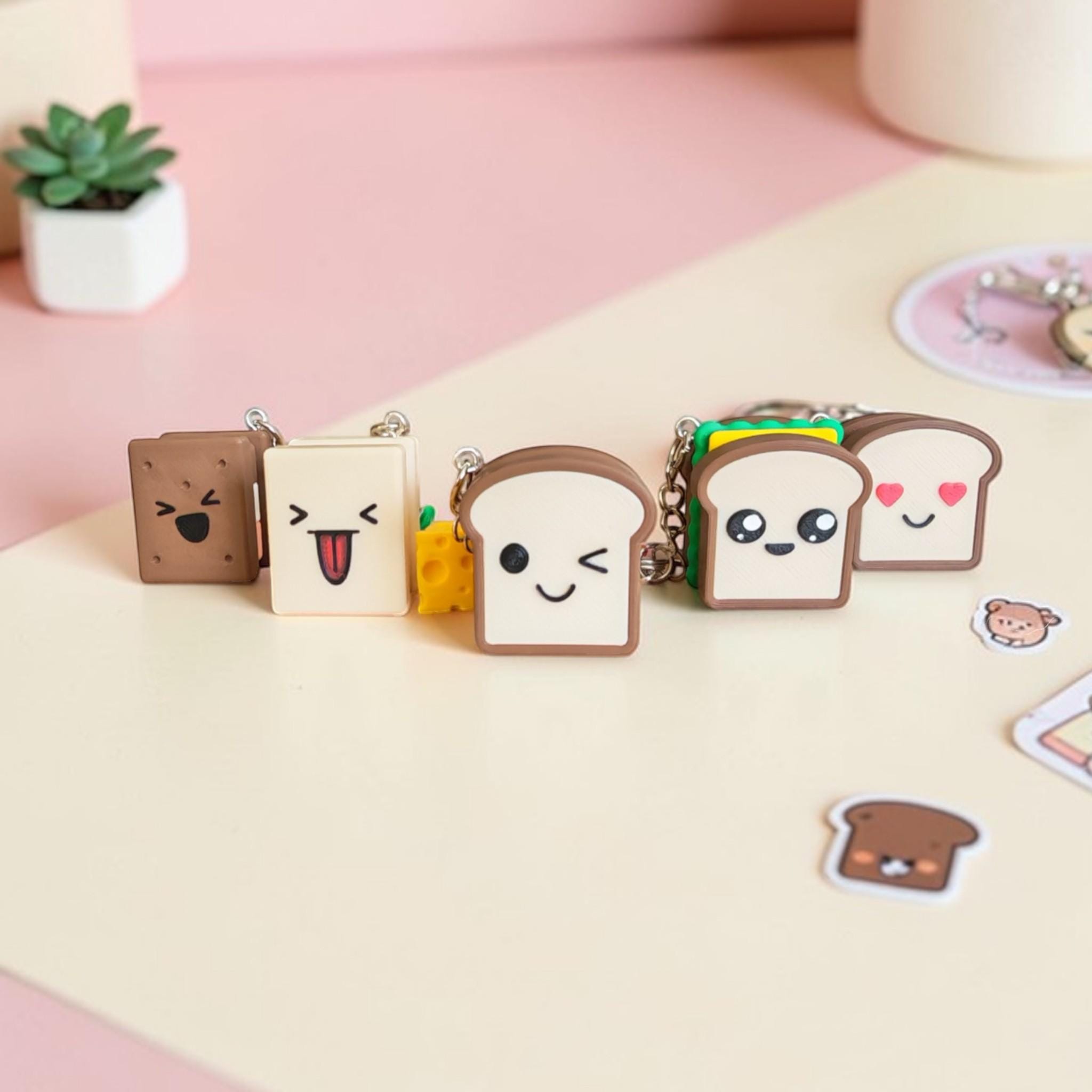 Kawaii Sandwich Fidget Clicker Keyring