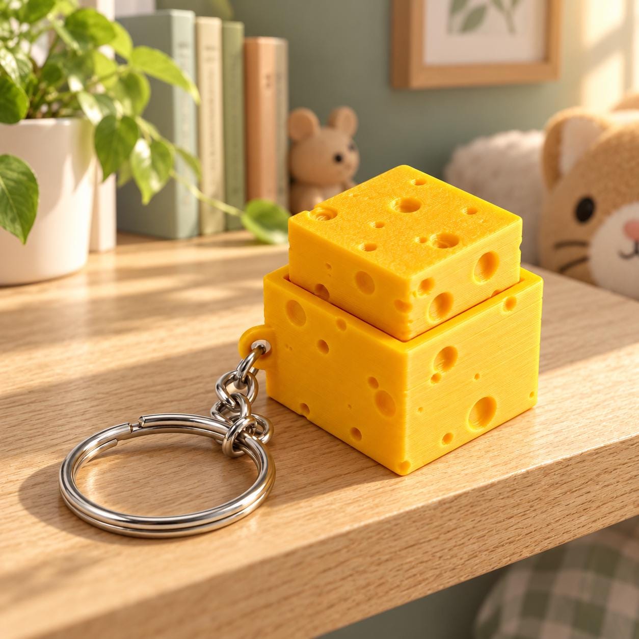 Cheese Fidget Clicker Keyring