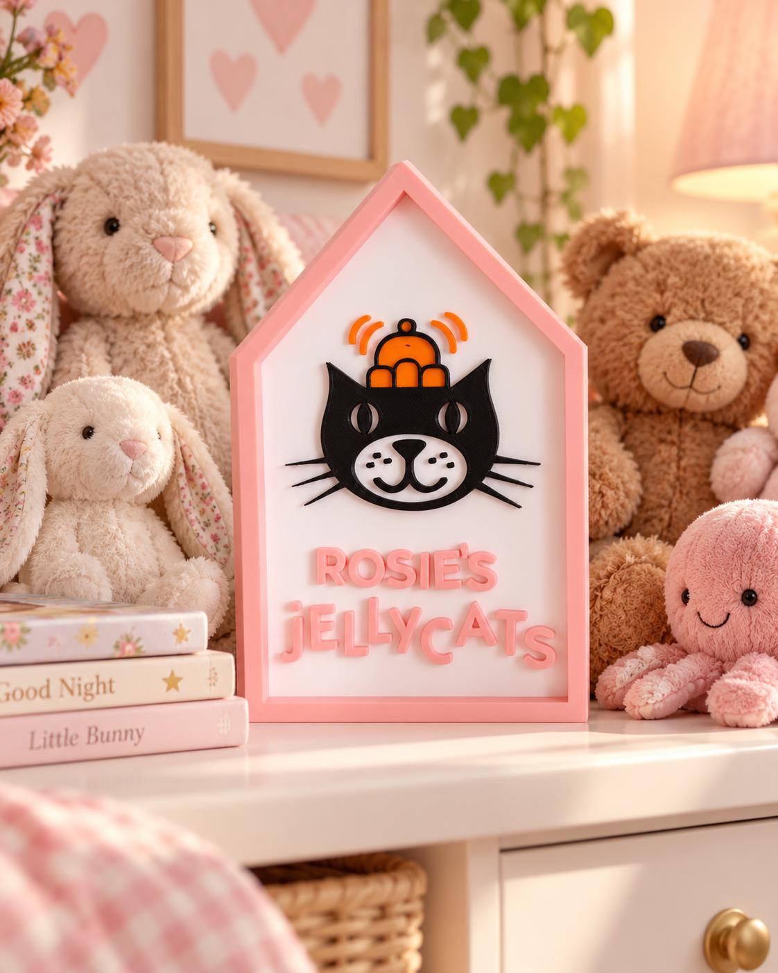 Personalised Plush Toy Collection Sign, 3D Printed Jellycat Inspired Display Plaque, Custom Name Nursery Decor, Teddy Be