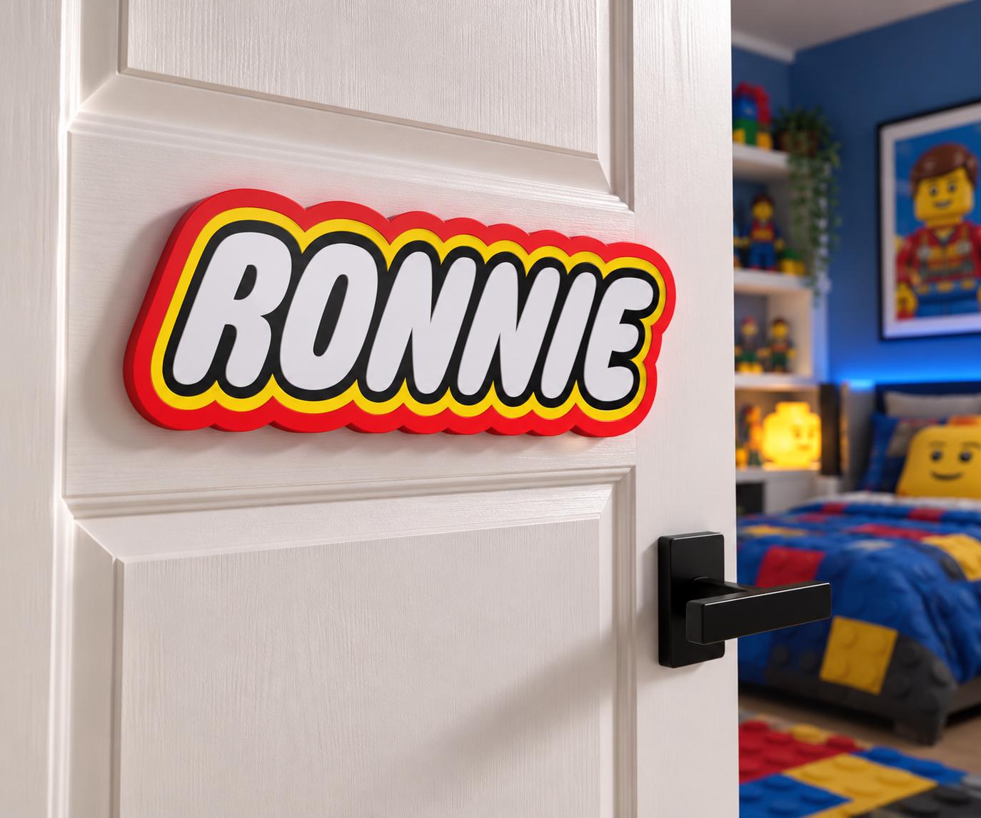 Personalised Boys Bedroom Door Sign, Building Block Inspired Name Plaque, 3D Printed Kids Room Decor, Custom Nursery Doo