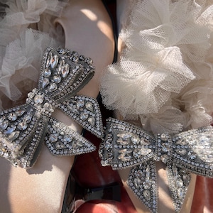 Pair vintage style shoe clips,bows, Marie Antoinette style,bow coquette ,Cinderella,bridal shoes,shabby chic,wedding jewelry, bridgerton image 6