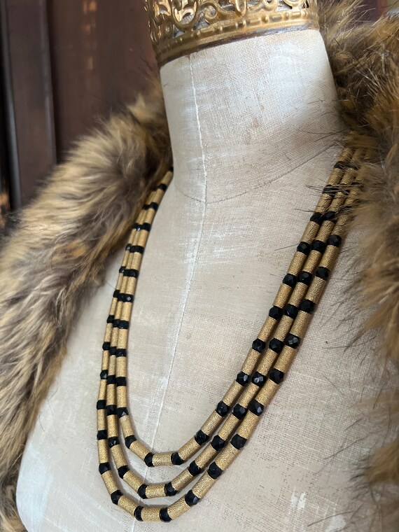 Crown Trifari triple strand necklace,signed jewelr