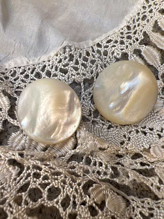 Pair Victorian mother of pearl pins,fur clips/pins