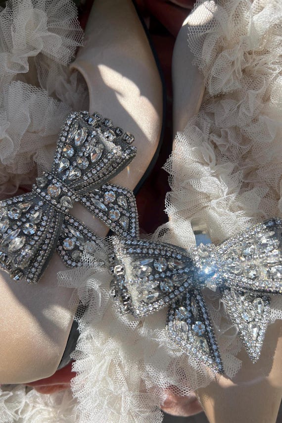 Pair vintage style shoe clips,bows, Marie Antoinette style,bow coquette ,Cinderella,bridal shoes,shabby chic,wedding jewelry, bridgerton