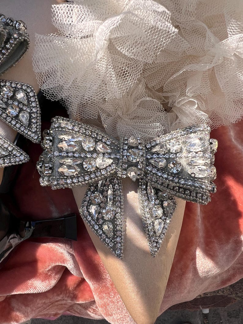 Pair vintage style shoe clips,bows, Marie Antoinette style,bow coquette ,Cinderella,bridal shoes,shabby chic,wedding jewelry, bridgerton image 5