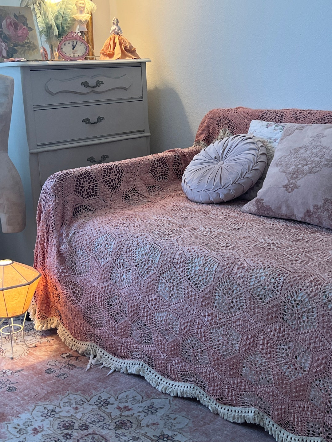 Beautiful Hand Crochet Bed Spread,shabby Chic Style,handmade Bedding ...