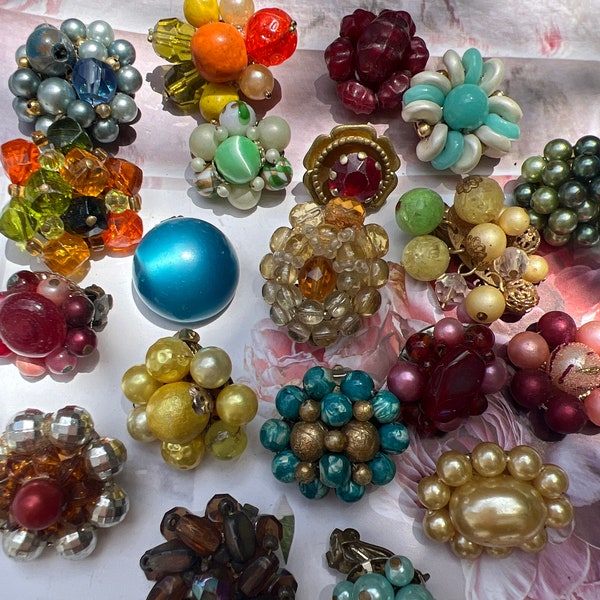 Lot single clip on earrings,for repurpose,craft lot,destash,clip on earrings,jewelry for making stuff,junk journal,collage