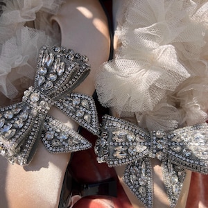 Pair vintage style shoe clips,bows, Marie Antoinette style,bow coquette ,Cinderella,bridal shoes,shabby chic,wedding jewelry, bridgerton image 4