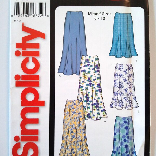 Simplicity 5524, Misses Skirt in Two Lengths, Size 8, 10, 12, 14, 16, 18