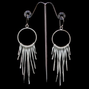 Long handmade sterling silver veil earrings, Chandelier dangle earrings - &quot;Drape Earrings&quot;