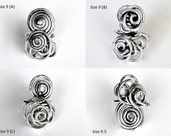 Modern Hand-wrought Sterling Silver ring. Beautiful Vintage Twist Ring - 'Spiral Twist Ring'