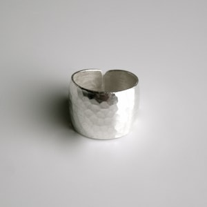 Modern sterling silver wide taper band rings showcase with beautiful hand hammered texture