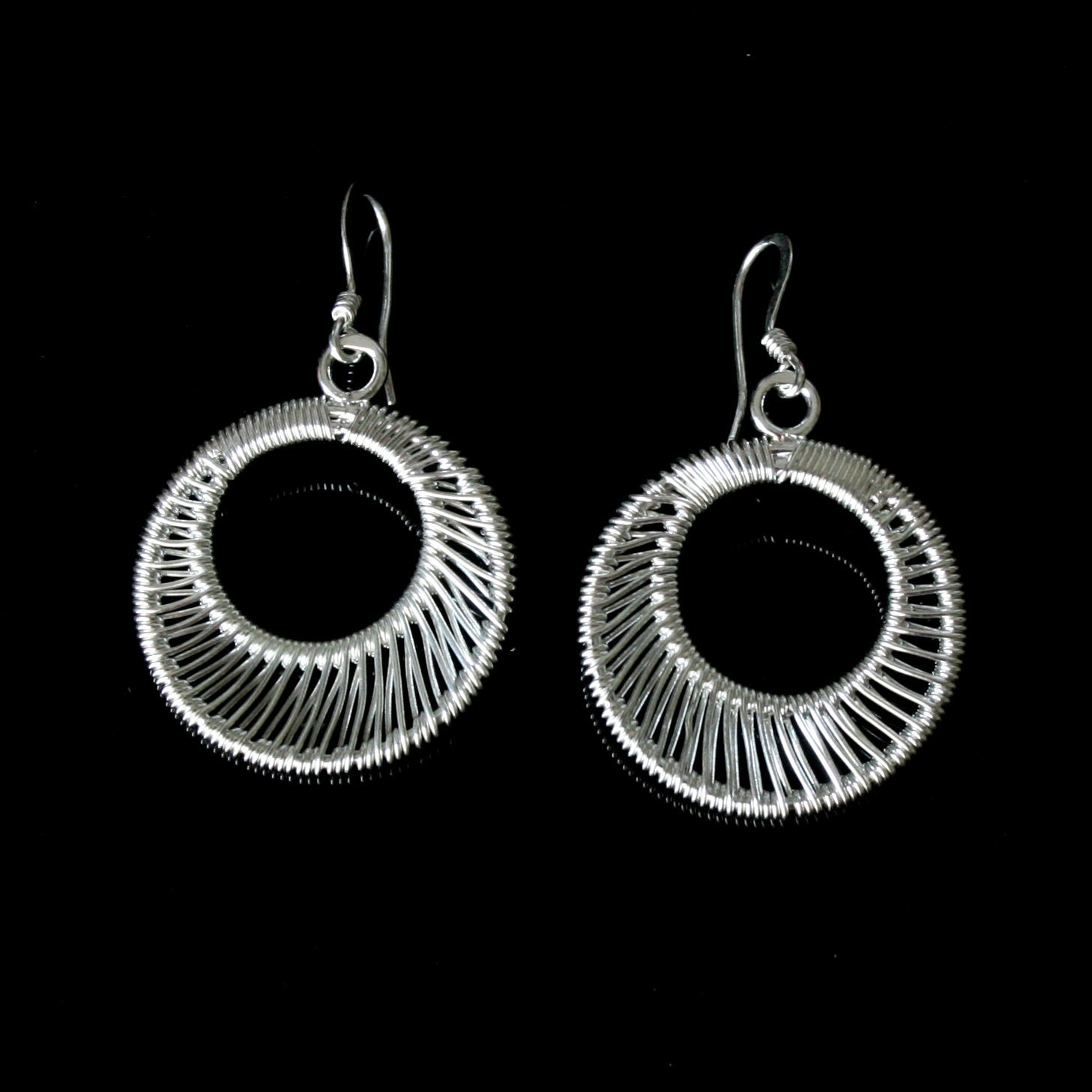 Sterling Silver wire wrapped earrings Circle wire wrapped / | Etsy