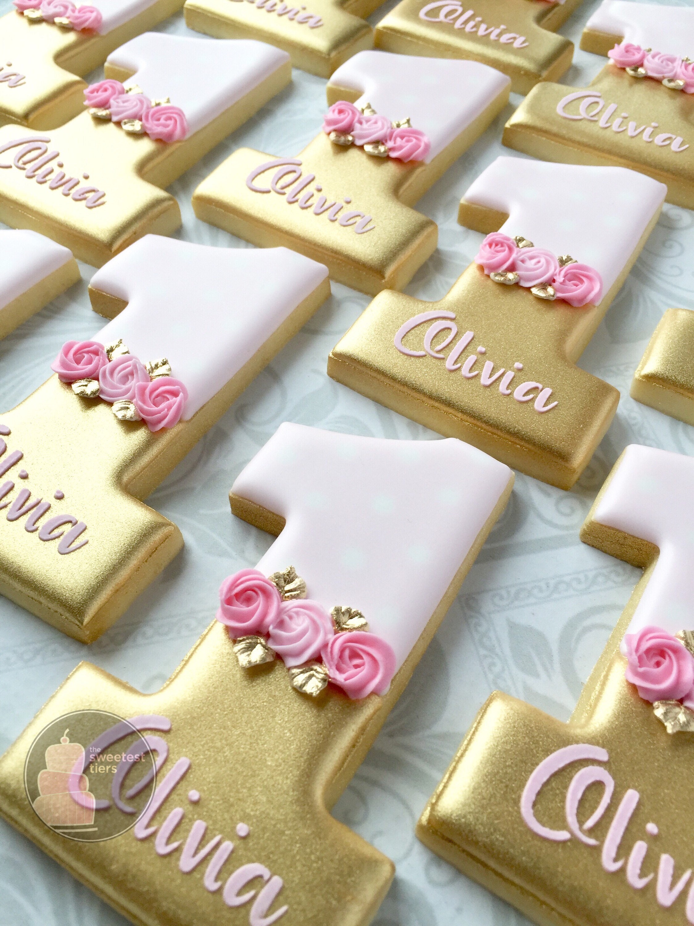 Personalized Pink and Gold First birthday Number 1 one One